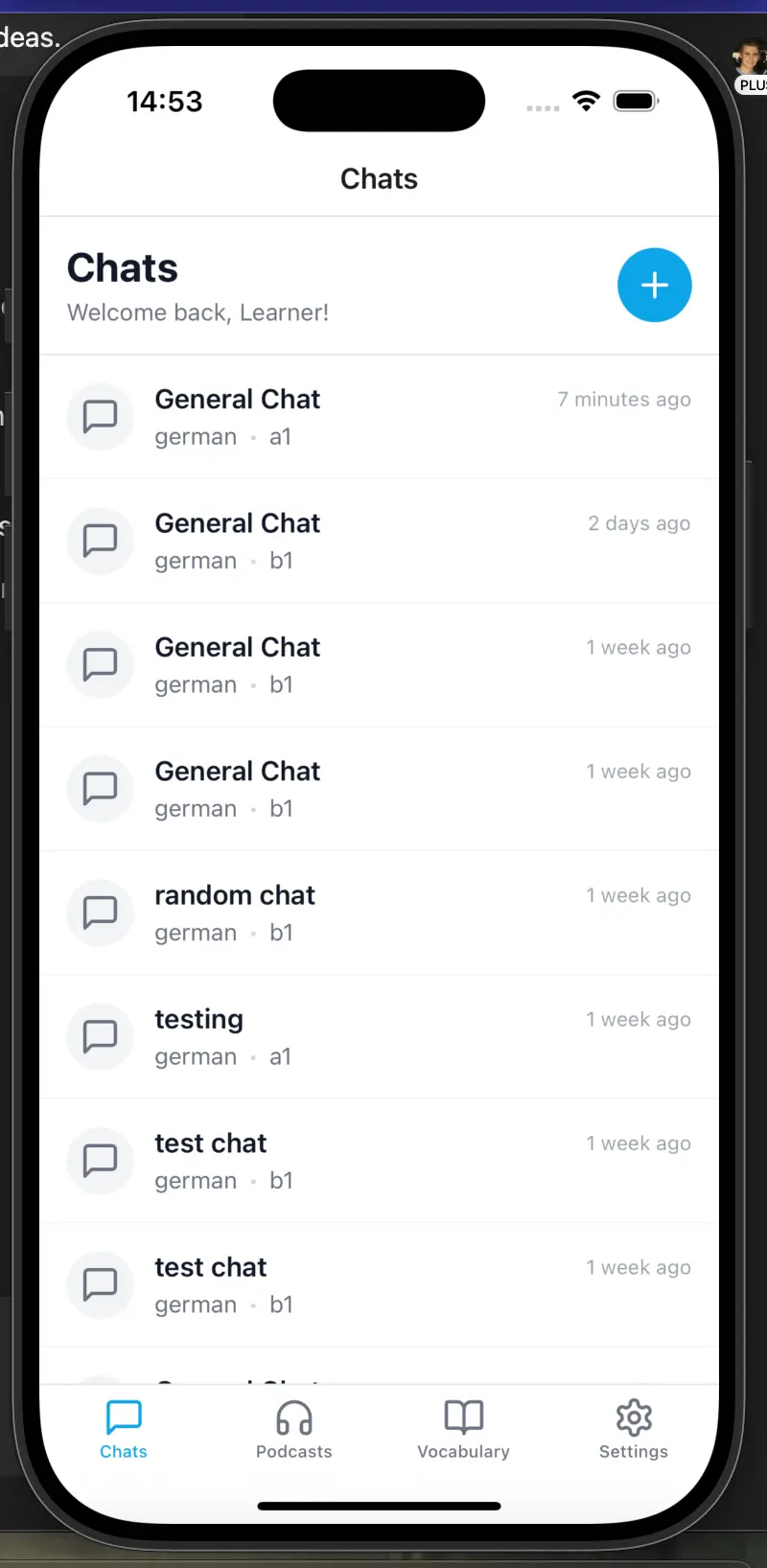 Langchats V2 - Screen 2